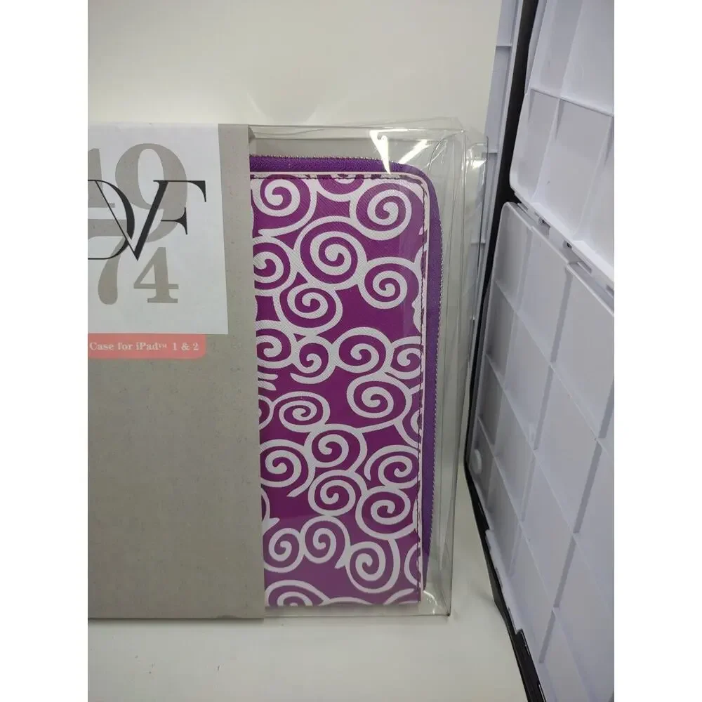 Diane von Furstenberg DVF Purple And White Swirl iPad 1 & 2 Zippered Soft Case